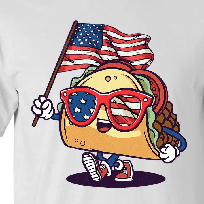 Taco Sunglasses American Flag USA Funny 4th Of July Gifts Tall T-Shirt