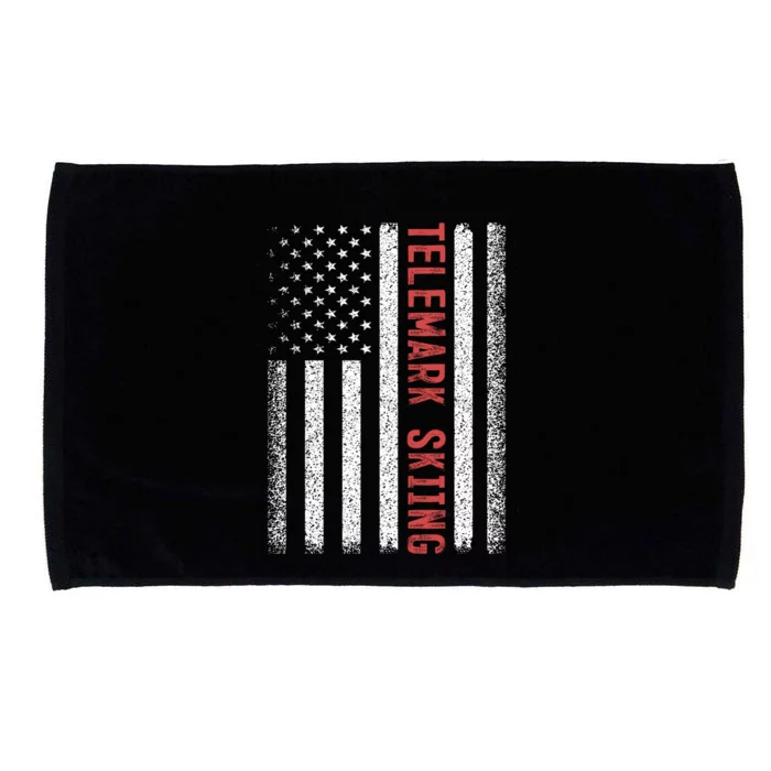 Telemark Skiing American Flag 4Th Of July Ski Racer Gift Microfiber Hand Towel