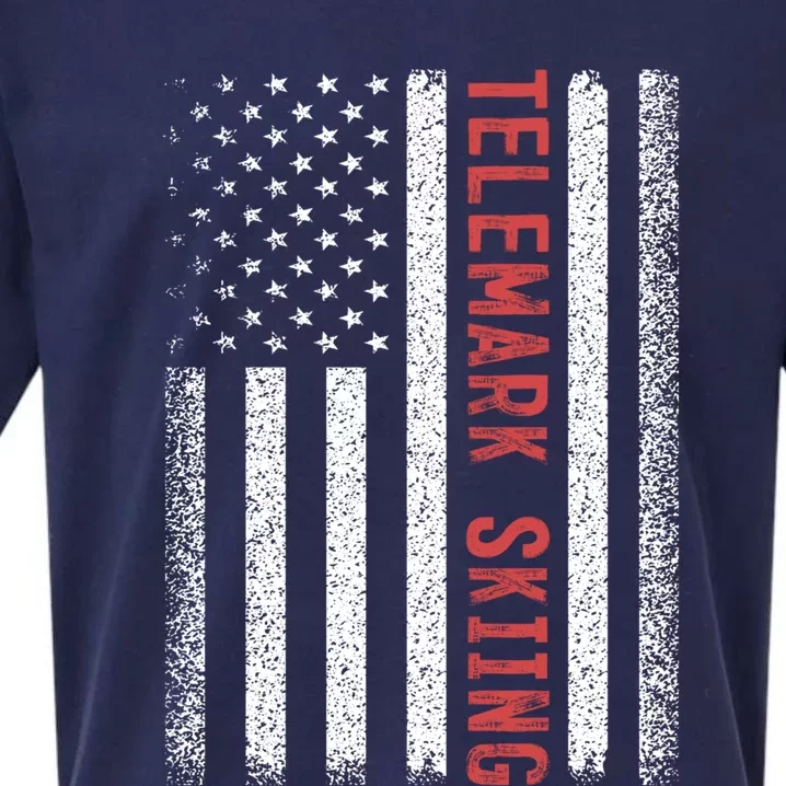 Telemark Skiing American Flag 4Th Of July Ski Racer Gift Sueded Cloud Jersey T-Shirt