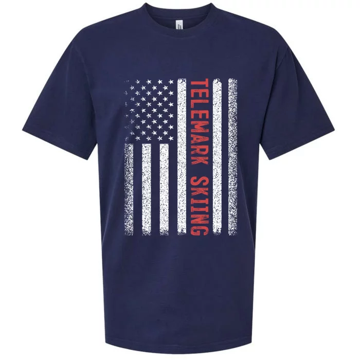 Telemark Skiing American Flag 4Th Of July Ski Racer Gift Sueded Cloud Jersey T-Shirt