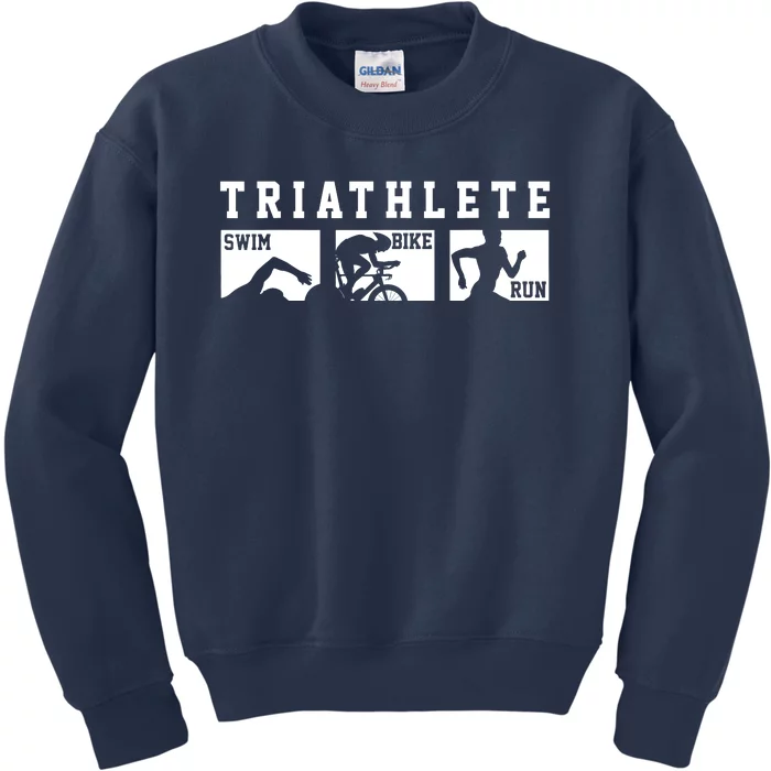 Triathlon Swim Bike Run Gift Triathlon Cool Kids Sweatshirt