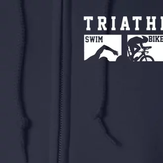 Triathlon Swim Bike Run Gift Triathlon Cool Full Zip Hoodie