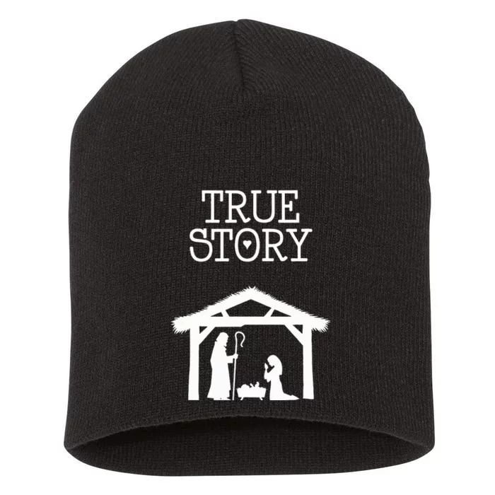 True Story Birth of Christ Nativity Manger Scene Christian Short Acrylic Beanie