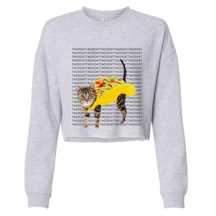 Tacocat Spelled Backwards Is Tacocat Funny Taco Cat Cropped Pullover Crew