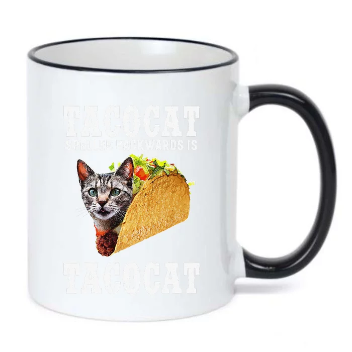 Tacocat Spelled Backwards Is Tacocat Funny Cat Gift Black Color Changing Mug