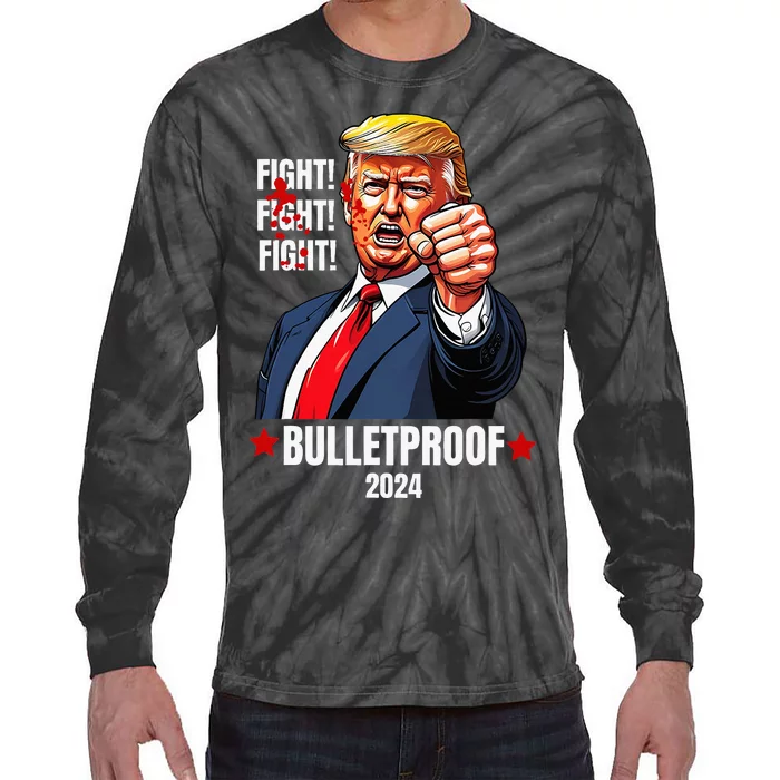 Trump Shot Bulletproof Bloody Ear Bleeding Butler Pa Trump Tie-Dye Long Sleeve Shirt