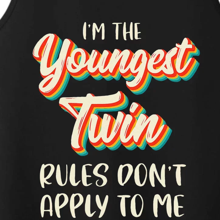 Twins S Birthday Outfit Funny Siblings Youngest Twin Performance Tank