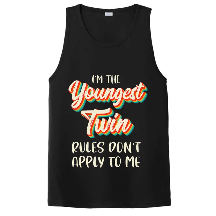 Twins S Birthday Outfit Funny Siblings Youngest Twin Performance Tank