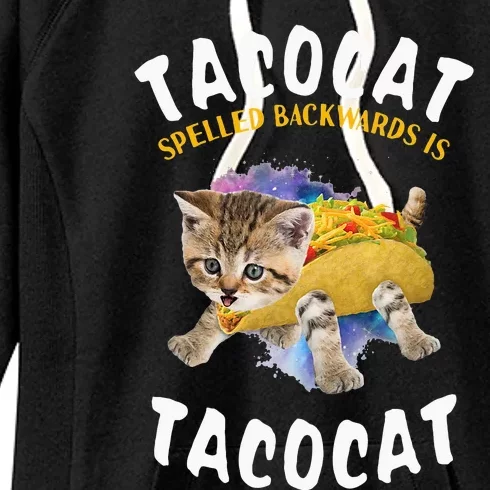 Tacocat Spelled Backward Is Tacocat Cat And Taco Lover Women's Fleece Hoodie