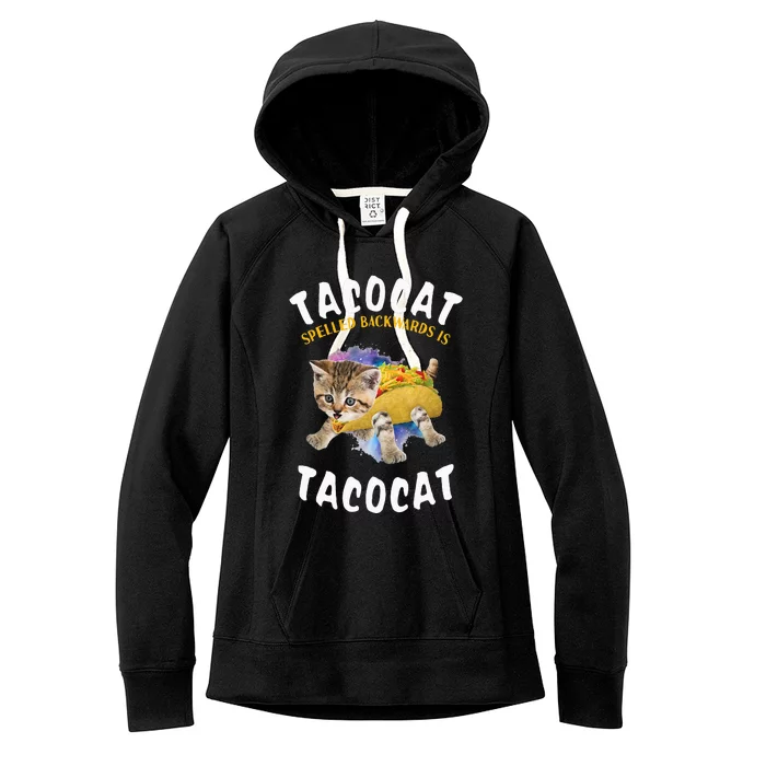 Tacocat Spelled Backward Is Tacocat Cat And Taco Lover Women's Fleece Hoodie