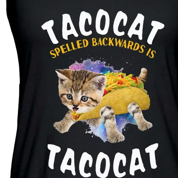 Tacocat Spelled Backward Is Tacocat Cat And Taco Lover Ladies Essential Flowy Tank