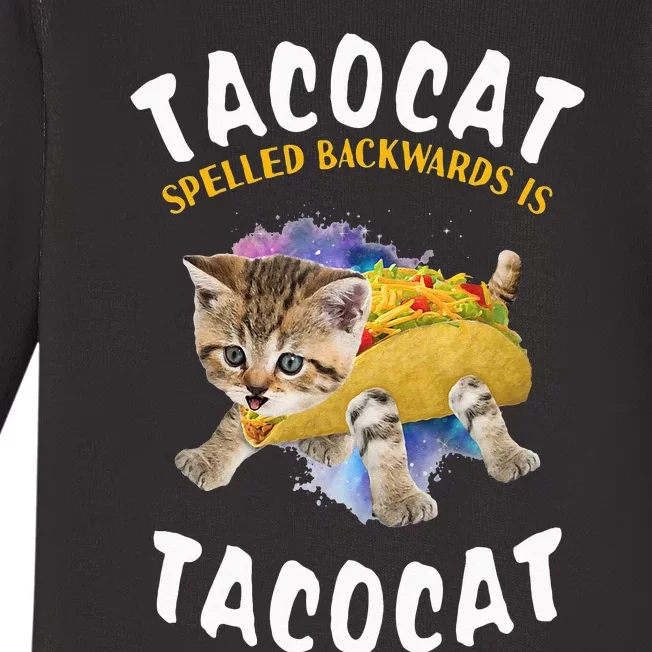 Tacocat Spelled Backward Is Tacocat Cat And Taco Lover Baby Long Sleeve Bodysuit