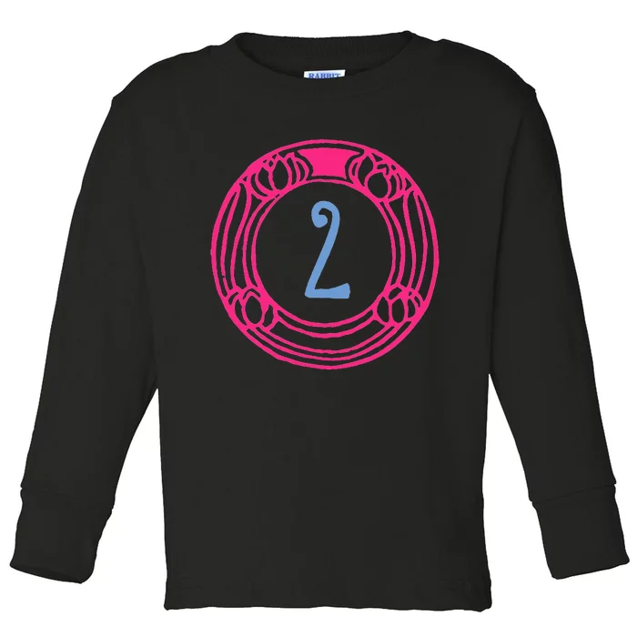 Two. Second birthday design Toddler Long Sleeve Shirt