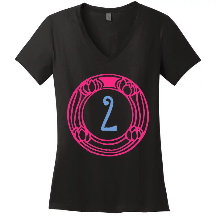 Two. Second birthday design Women's V-Neck T-Shirt