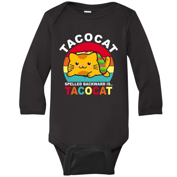 Tacocat Spelled Backward Is Tacocat Funny Baby Long Sleeve Bodysuit