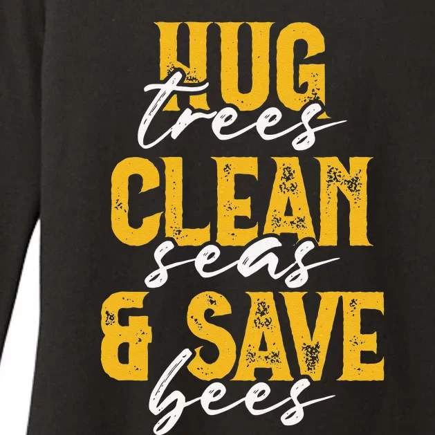 Trees Seas Bees Environmentalist Cute Earth Day Gift Womens CVC Long Sleeve Shirt