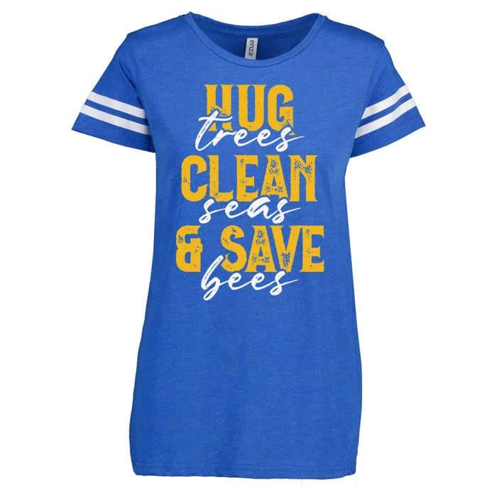 Trees Seas Bees Environmentalist Cute Earth Day Gift Enza Ladies Jersey Football T-Shirt