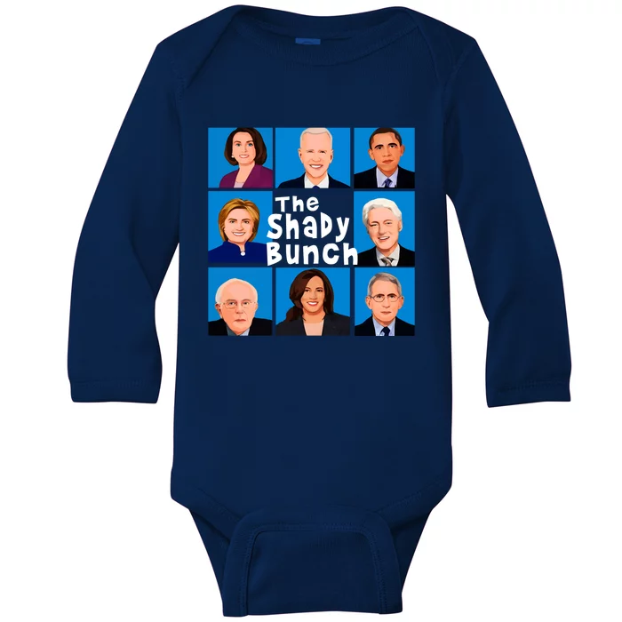 The Shady Bunch Anti Biden Obama Clinton Funny Vote Trump Baby Long Sleeve Bodysuit