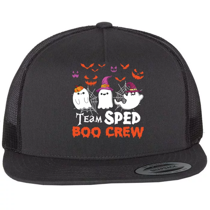 Team Sped Boo Crew Cute Ghost Halloween Costume Teacher Flat Bill Trucker Hat