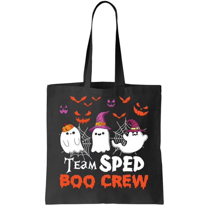 Team Sped Boo Crew Cute Ghost Halloween Costume Teacher Tote Bag