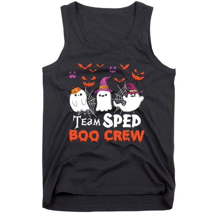 Team Sped Boo Crew Cute Ghost Halloween Costume Teacher Tank Top