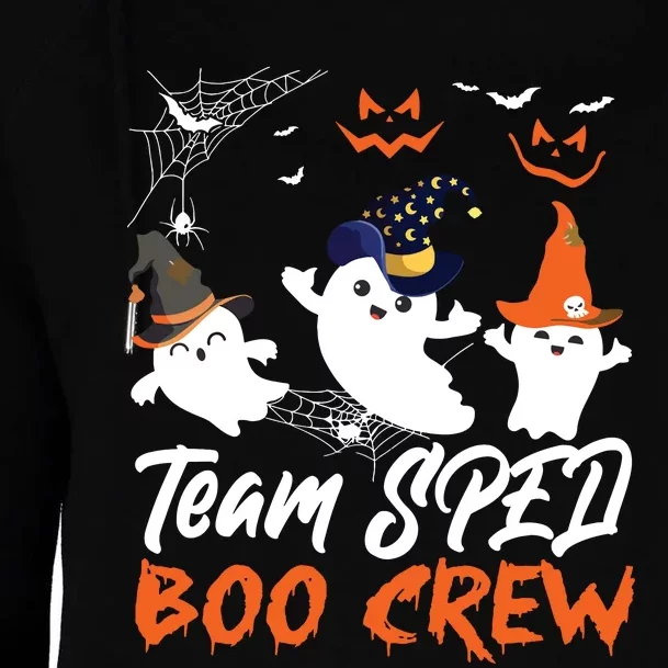 Team SPED Boo Crew Halloween Ghost SPED Special Ed Teacher Womens Funnel Neck Pullover Hood