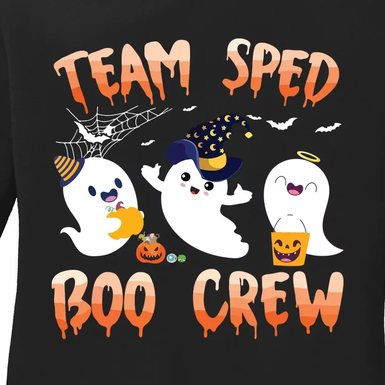 Team SPED Boo Crew Halloween Ghost SPED Special Ed Teacher Ladies Long Sleeve Shirt