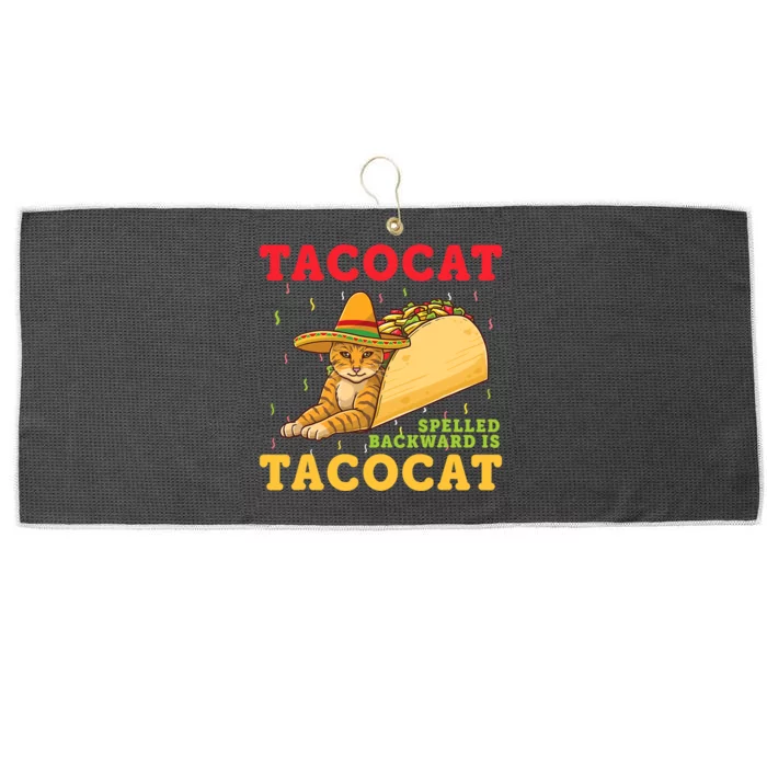 Tacocat Spelled Backwards Tacos and Cats Cinco De Mayo Cat Large Microfiber Waffle Golf Towel