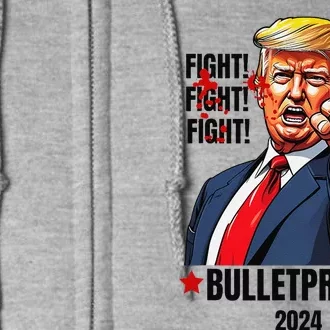 Trump Shot Bulletproof Bloody Ear Bleeding Butler Pa Trump Full Zip Hoodie