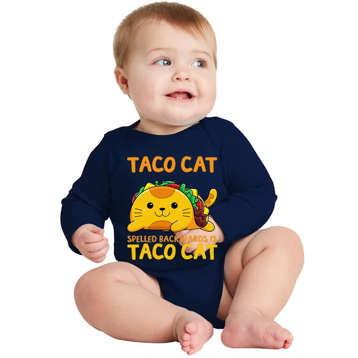 Tacocat Spelled Backwards Taco Cat Cinco De Mayo Baby Long Sleeve Bodysuit