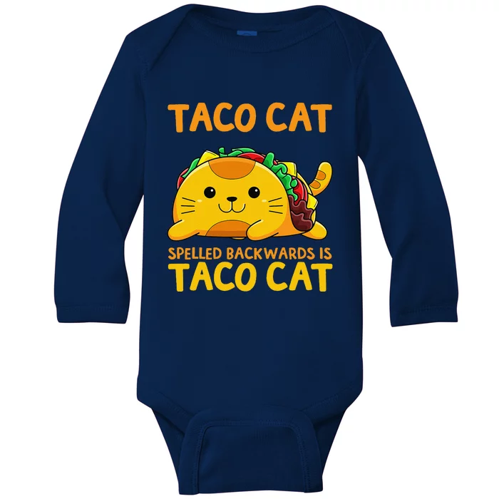 Tacocat Spelled Backwards Taco Cat Cinco De Mayo Baby Long Sleeve Bodysuit