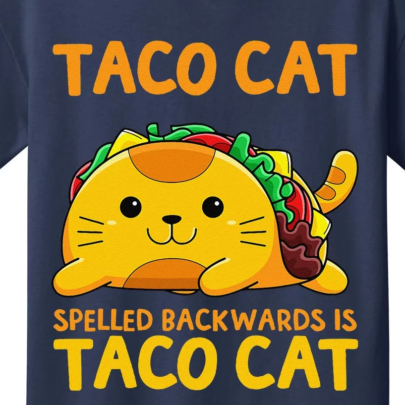 Tacocat Spelled Backwards Taco Cat Cinco De Mayo Kids T-Shirt