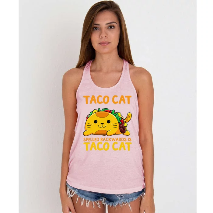 Tacocat Spelled Backwards Taco Cat Cinco De Mayo Women's Knotted Racerback Tank