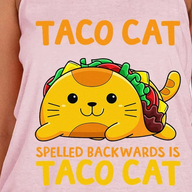 Tacocat Spelled Backwards Taco Cat Cinco De Mayo Women's Knotted Racerback Tank