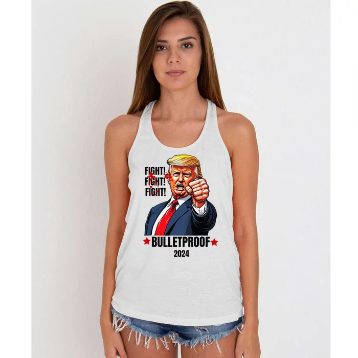 Trump Shot Bulletproof Bloody Ear Bleeding Butler Pa Trump Women's Knotted Racerback Tank