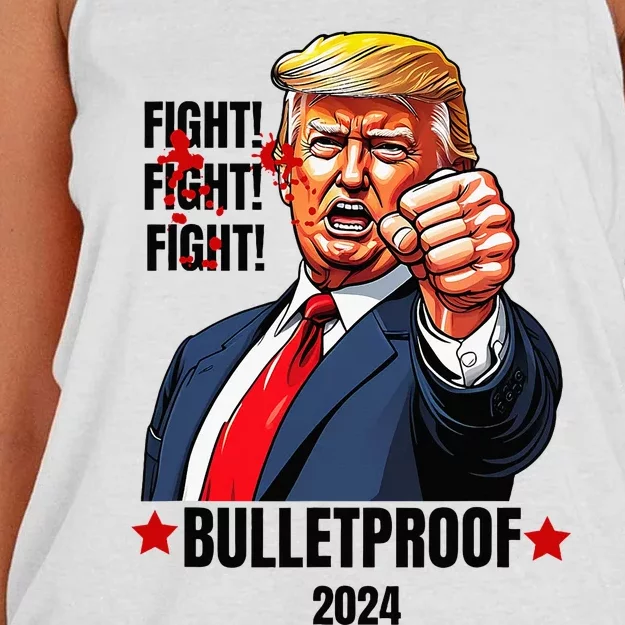 Trump Shot Bulletproof Bloody Ear Bleeding Butler Pa Trump Women's Knotted Racerback Tank