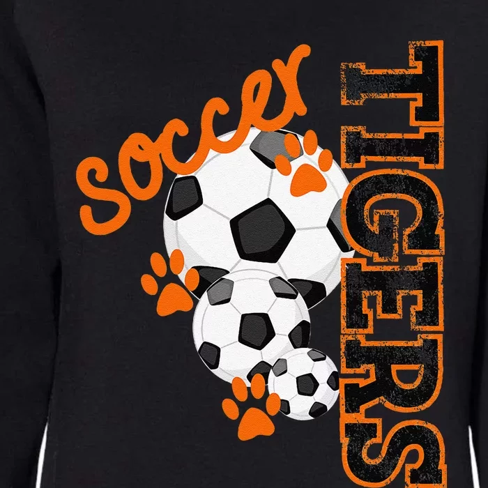 Tigers Soccer Ball Football Mascot Paw Prints Womens California Wash Sweatshirt