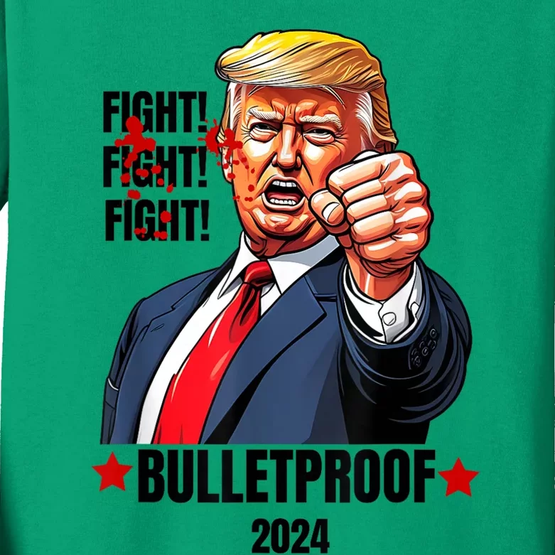 Trump Shot Bulletproof Bloody Ear Bleeding Butler Pa Trump Kids Long Sleeve Shirt