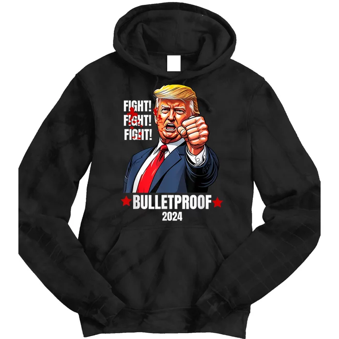 Trump Shot Bulletproof Bloody Ear Bleeding Butler Pa Trump Tie Dye Hoodie