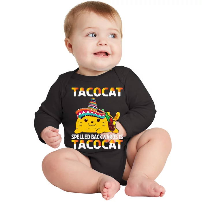 Tacocat Spelled Backward Is Tacocat Taco Cat Baby Long Sleeve Bodysuit