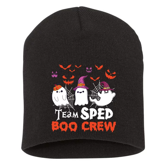 Team Sped Boo Crew Cute Ghost Halloween Costume Teacher Short Acrylic Beanie