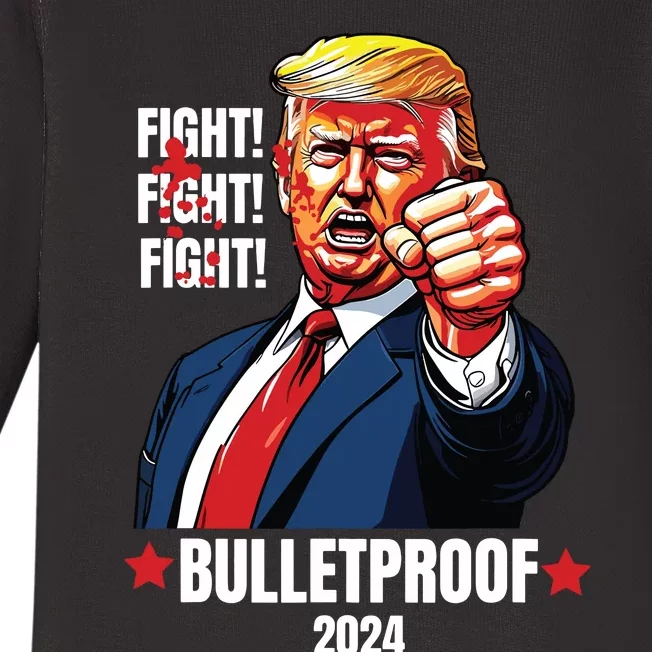 Trump Shot Bulletproof Bloody Ear Bleeding Butler Pa Trump Baby Long Sleeve Bodysuit