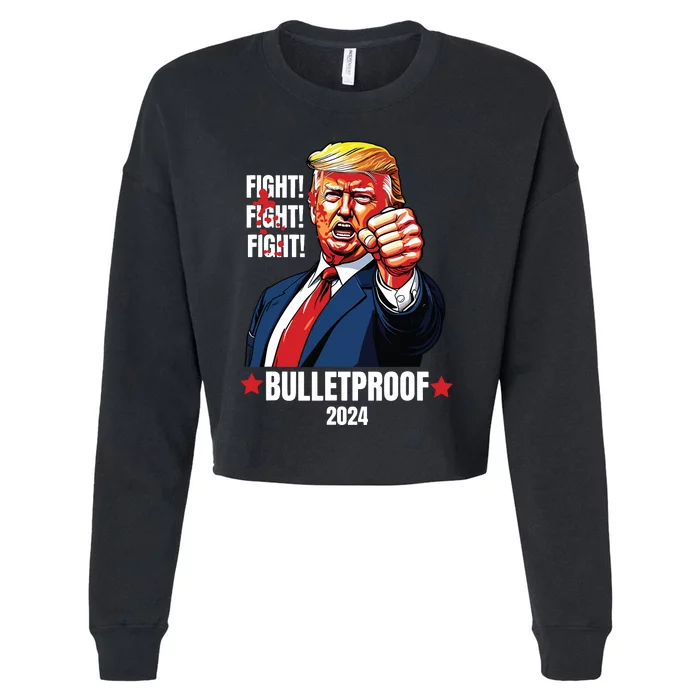 Trump Shot Bulletproof Bloody Ear Bleeding Butler Pa Trump Cropped Pullover Crew