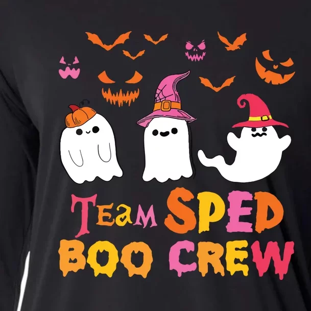 Team Sped Boo Crew Cute Ghost Halloween Costume Teacher Cooling Performance Long Sleeve Crew