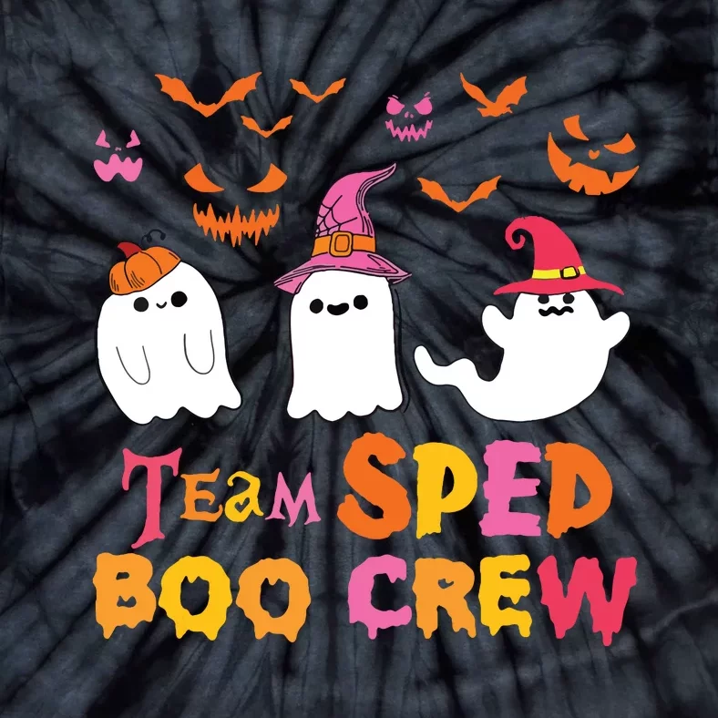 Team Sped Boo Crew Cute Ghost Halloween Costume Teacher Tie-Dye T-Shirt