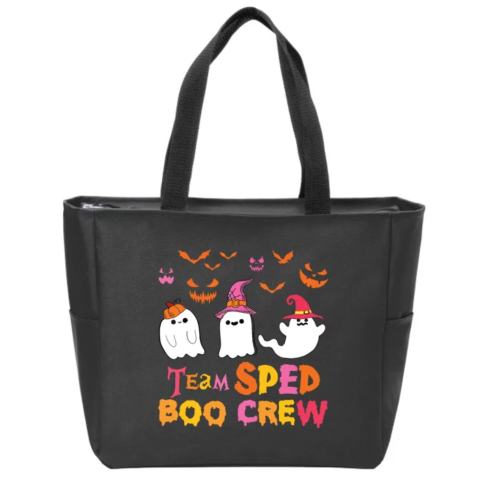 Team Sped Boo Crew Cute Ghost Halloween Costume Teacher Zip Tote Bag