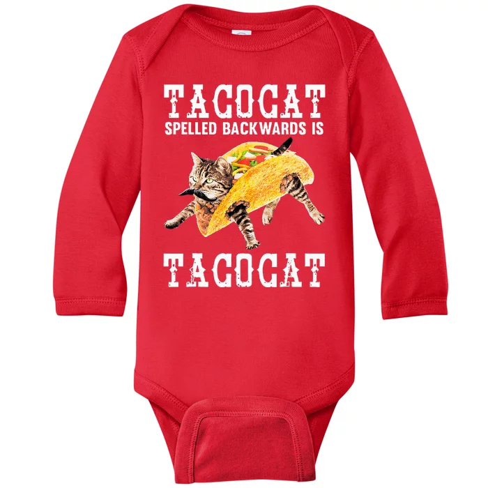 Tacocat Spelled Backward Is Taco Cat Baby Long Sleeve Bodysuit