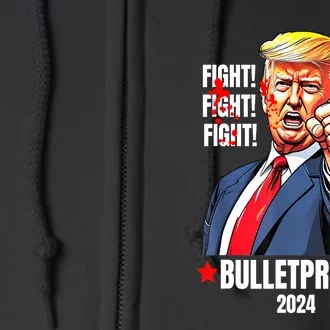 Trump Shot Bulletproof Bloody Ear Bleeding Butler Pa Trump Gift Full Zip Hoodie