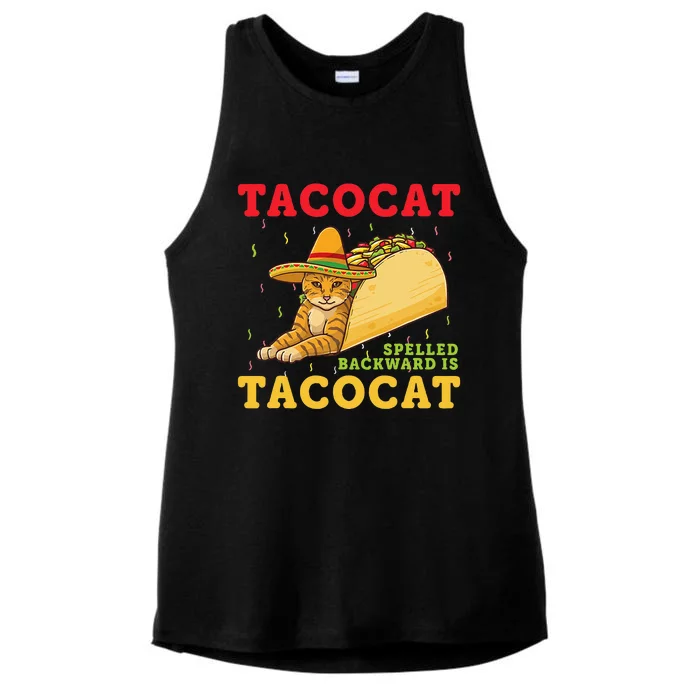 Tacocat Spelled Backwards Tacos And Cats Cinco De Mayo Cat Ladies Tri-Blend Wicking Tank