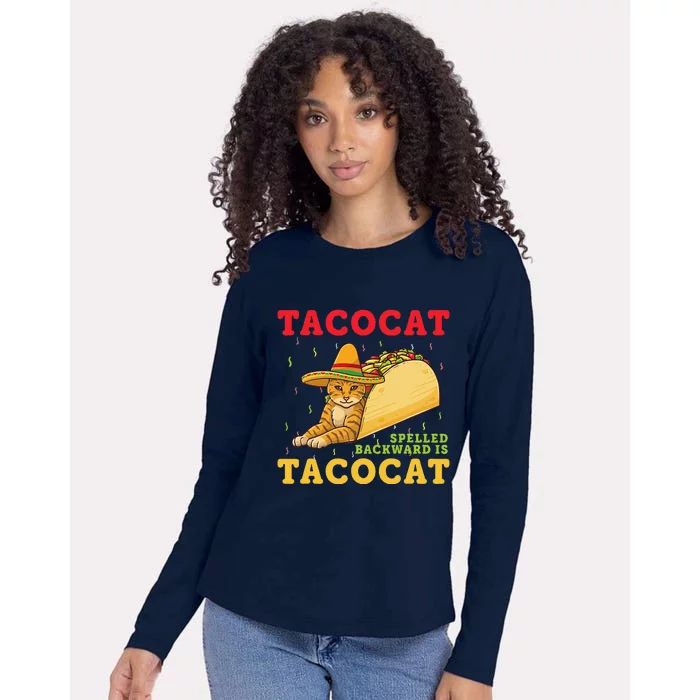 Tacocat Spelled Backwards Tacos And Cats Cinco De Mayo Cat Womens Cotton Relaxed Long Sleeve T-Shirt